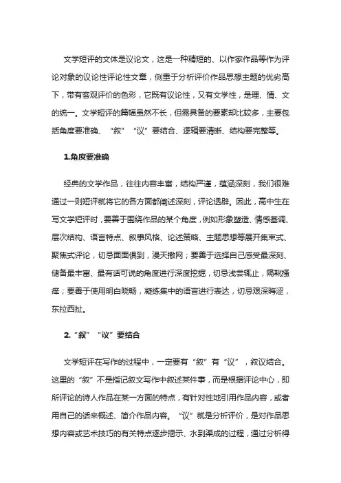 高考作文指导写文学短评解读