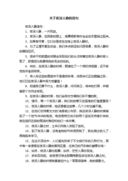 关于夜深人静的造句