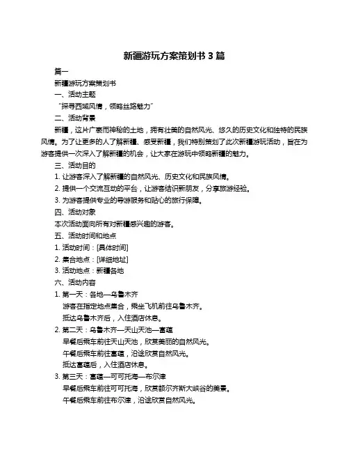 新疆游玩方案策划书3篇