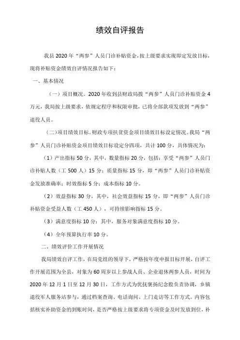 绩效自评报告