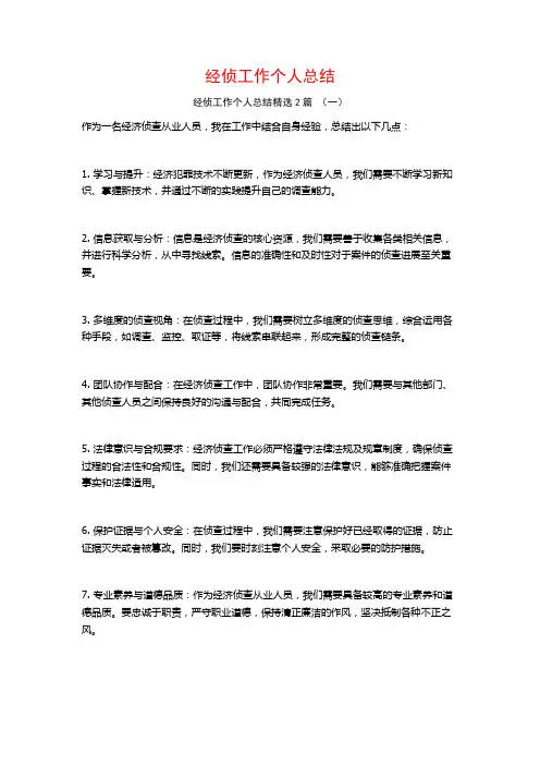 经侦工作个人总结2篇