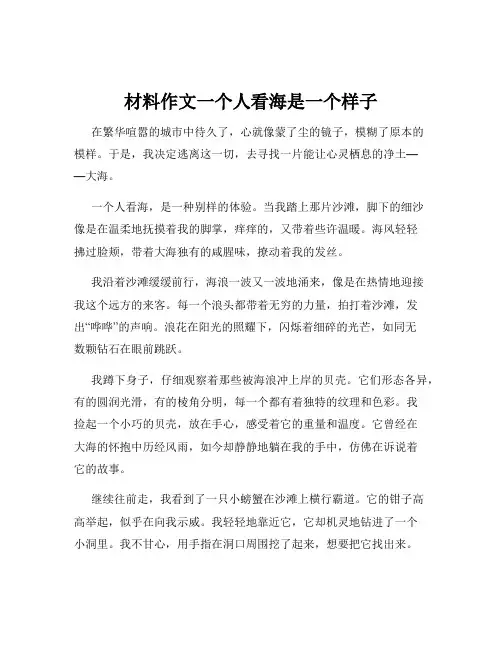 材料作文一个人看海是一个样子