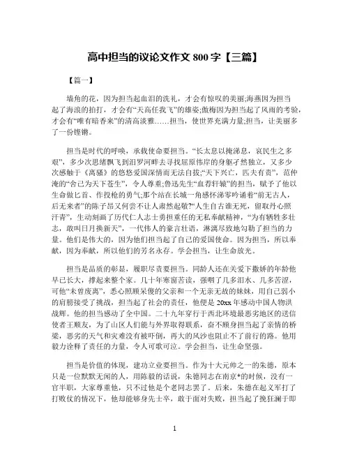 高中担当的议论文作文800字【三篇】
