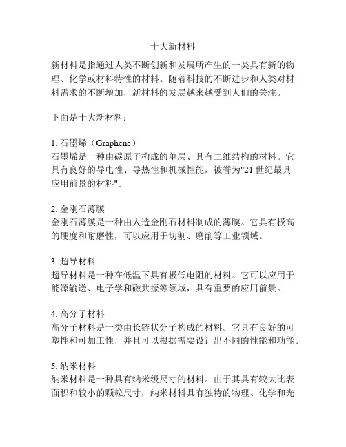 十大新材料