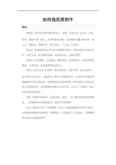 如何选优质奶牛