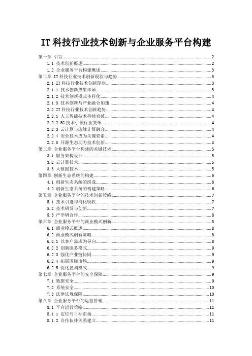 IT科技行业技术创新与企业服务平台构建
