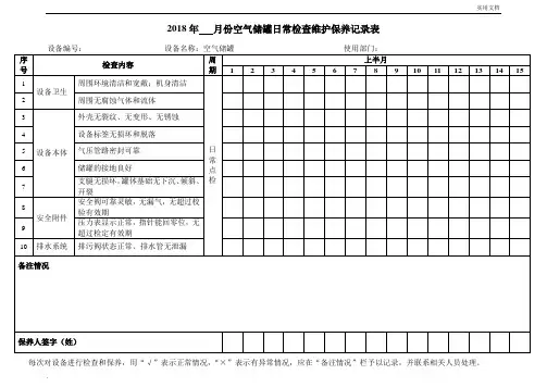 储气罐日常检查表