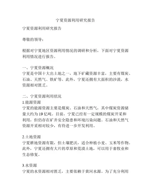 宁夏资源利用研究报告