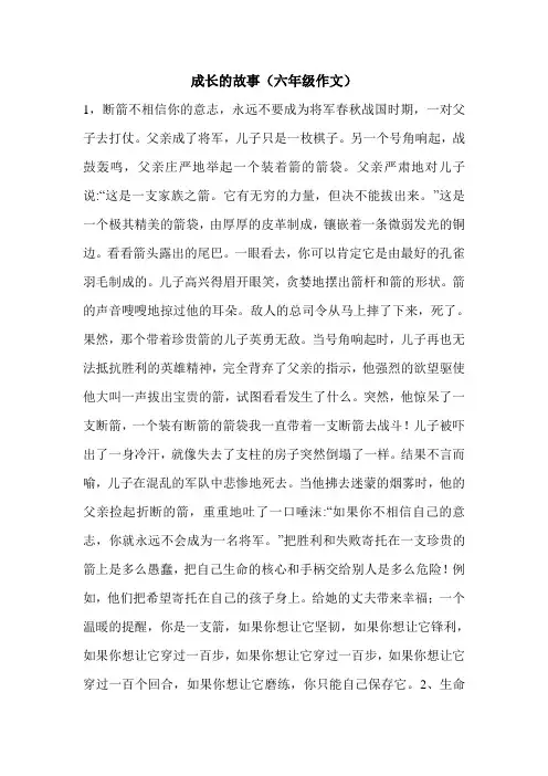 成长的故事(六年级作文)