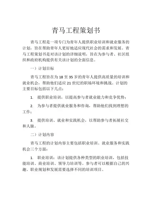 青马工程策划书
