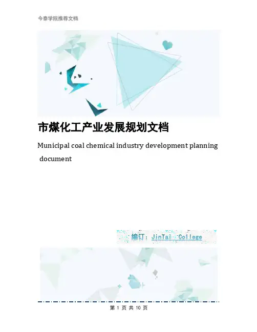 市煤化工产业发展规划文档