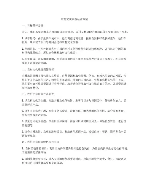 农村文化旅游运营方案