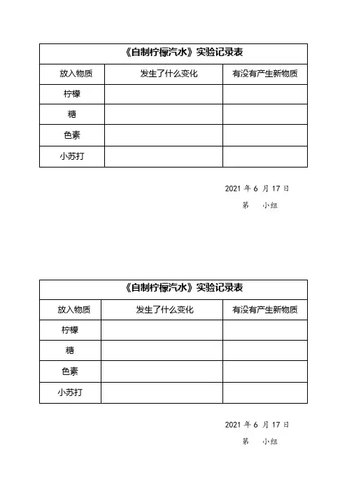 3制作汽水记录表 新苏教版科学六年级上