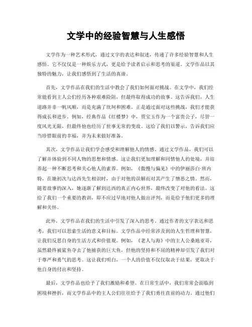 文学中的经验智慧与人生感悟
