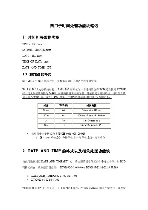 西门子STEP7时间相关功能整理