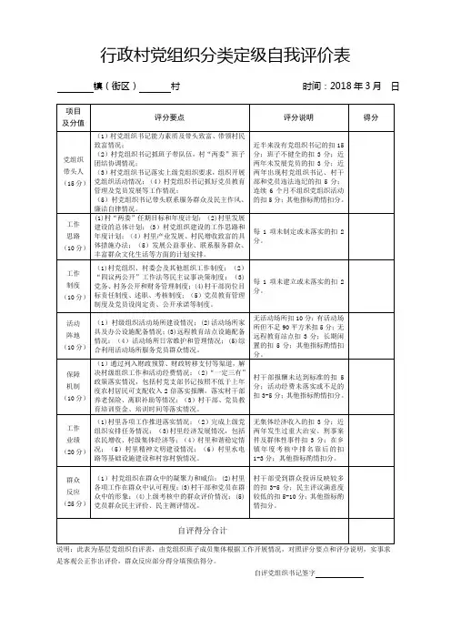2017年度基层党组织和党员星级评定有关表格.