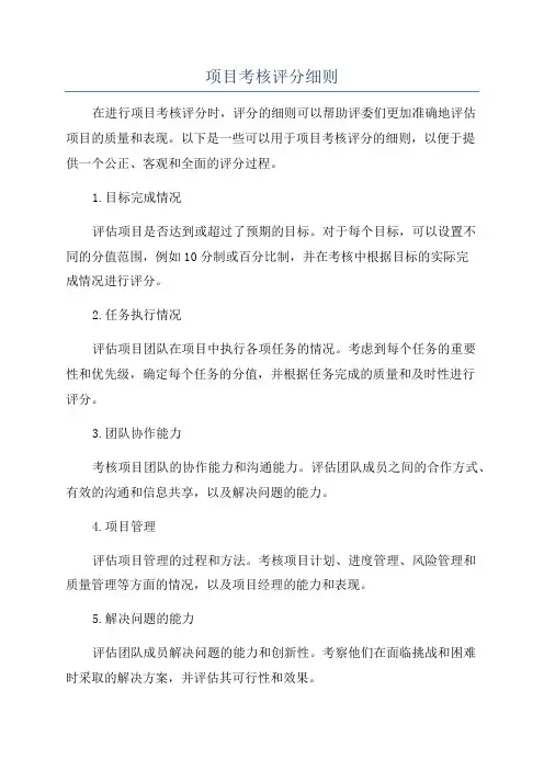 项目考核评分细则