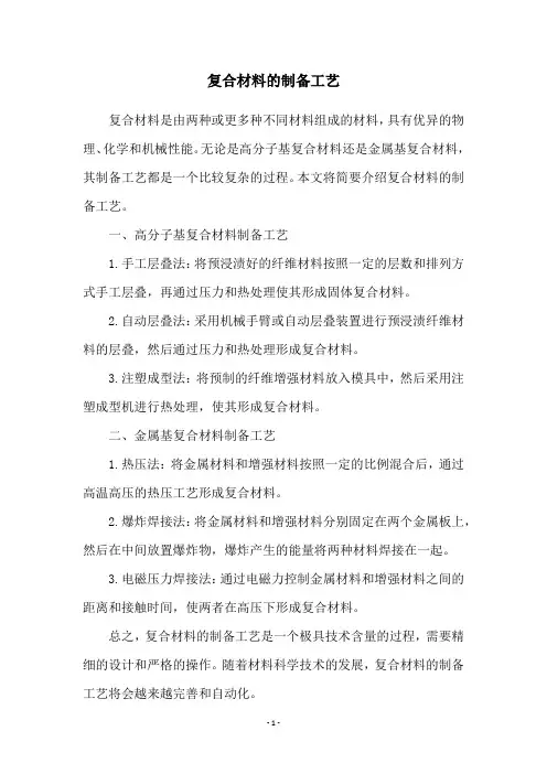 复合材料的制备工艺