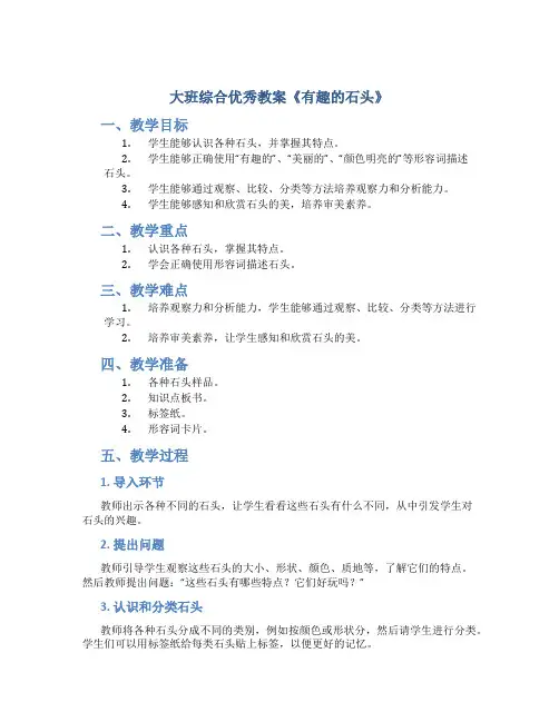 大班综合优秀教案《有趣的石头》