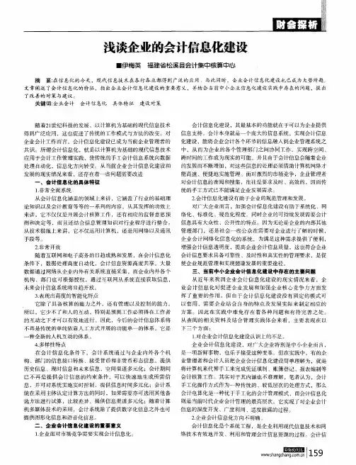 浅谈企业的会计信息化建设