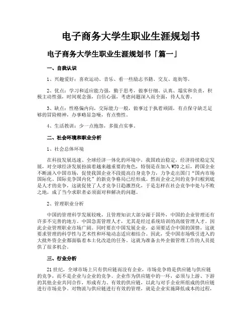 电子商务大学生职业生涯规划书