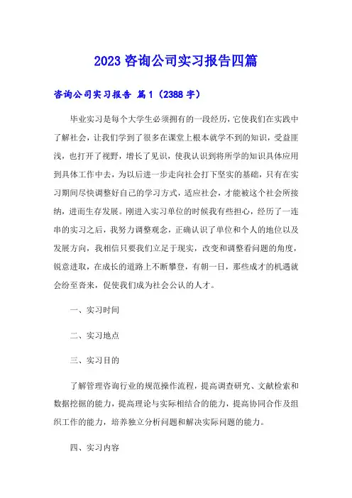 2023咨询公司实习报告四篇