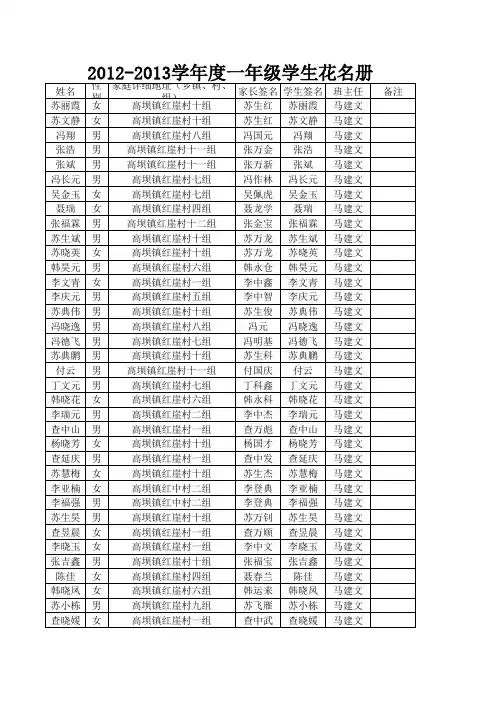 一年级学生花名册2013 (version 1)