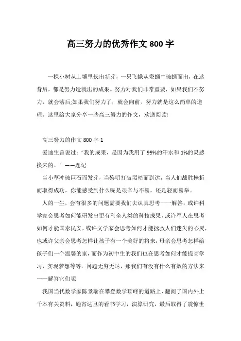 (高三)高三努力的优秀作文800字