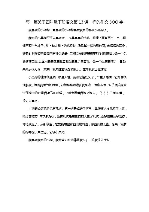 写一篇关于四年级下册语文第13课一样的作文3OO字