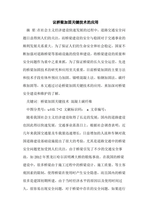议桥梁加固关键技术的应用