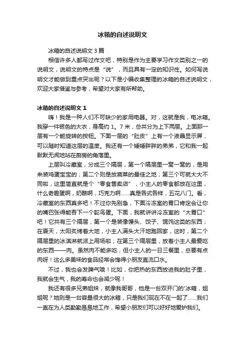 冰箱的自述说明文