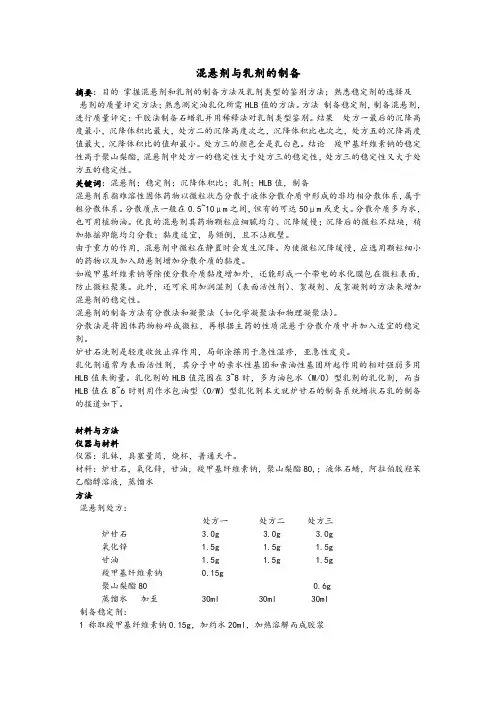 混悬剂与乳剂的制备