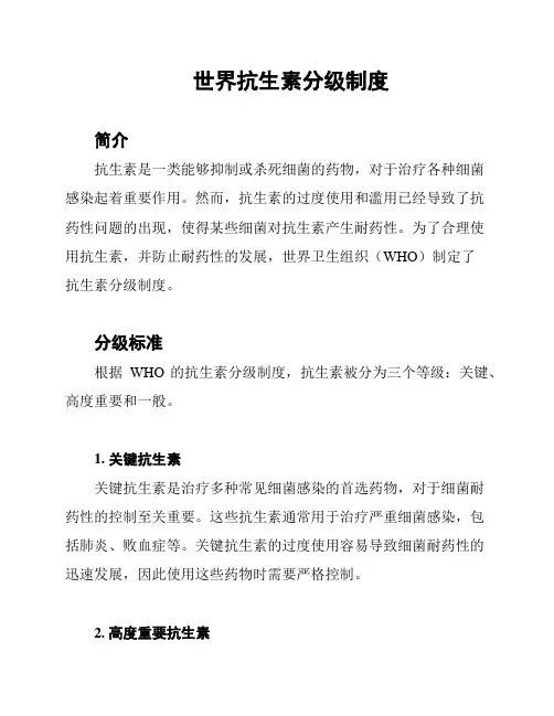 世界抗生素分级制度