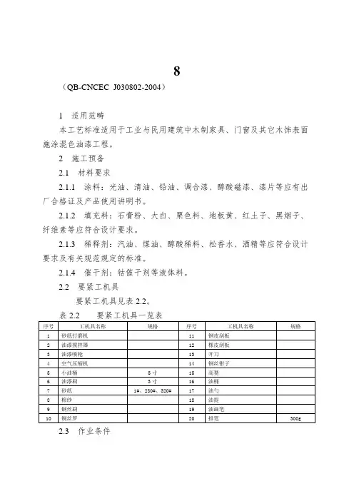 8.2木饰面施涂混色油漆施工工艺标准