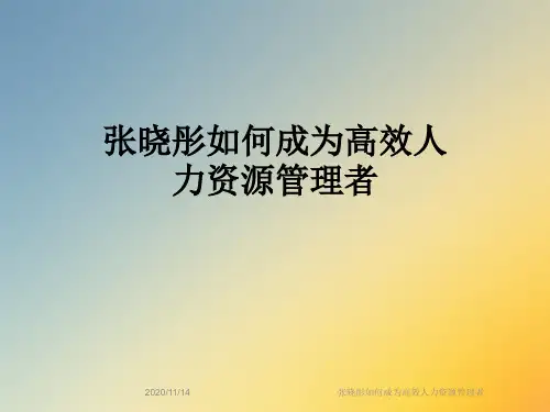 张晓彤如何成为高效人力资源管理者