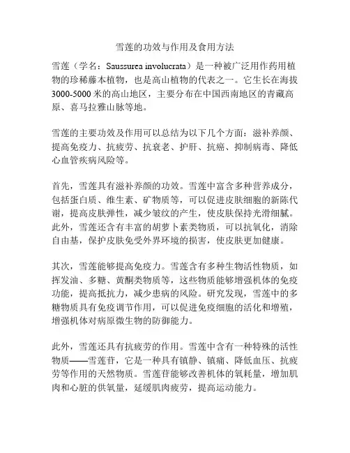 雪莲的功效与作用及食用方法