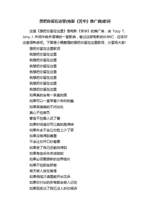 想把你留在这里（电影《芳华》推广曲）歌词