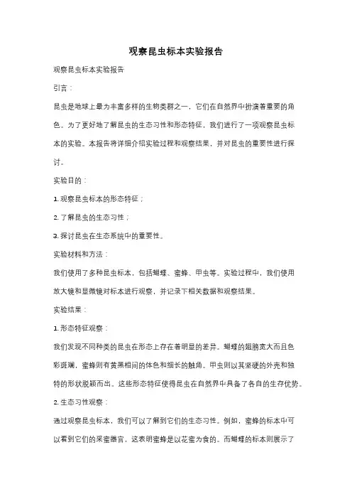 观察昆虫标本实验报告