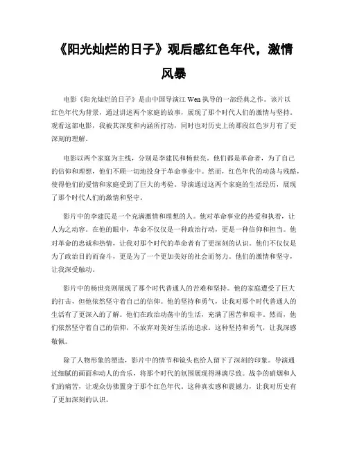 《阳光灿烂的日子》观后感红色年代,激情风暴