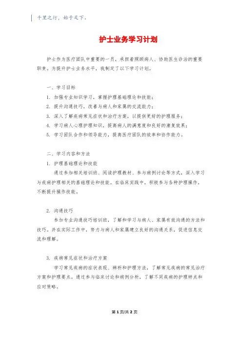 护士业务学习计划