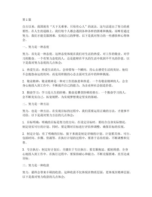 努力感悟心得体会(3篇)