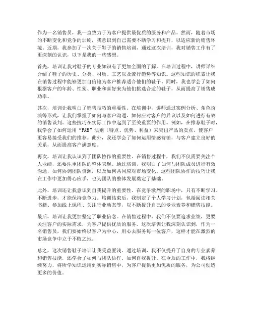 销售鞋子培训后的感想