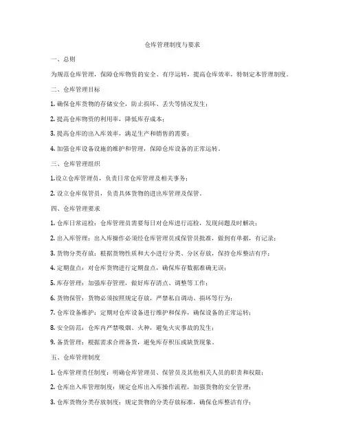 仓库管理制度与要求