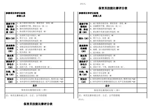 保育员技能比赛评分表