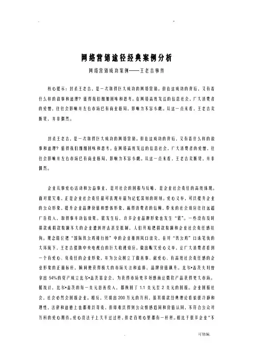 网络营销途径经典案例分析