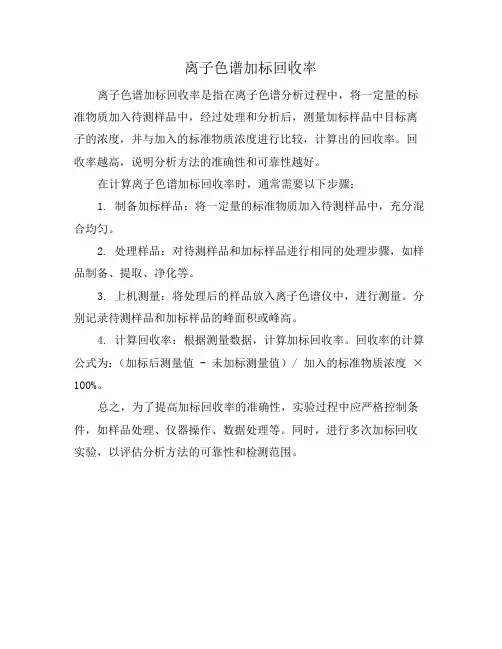 离子色谱加标回收率