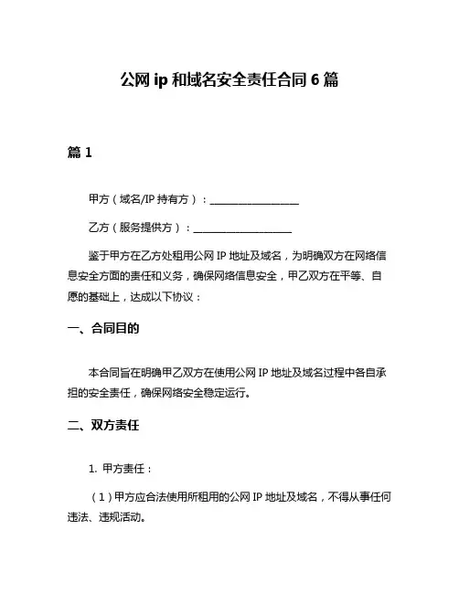 公网ip和域名安全责任合同6篇