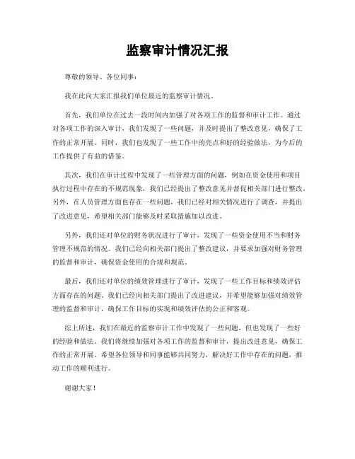 监察审计情况汇报