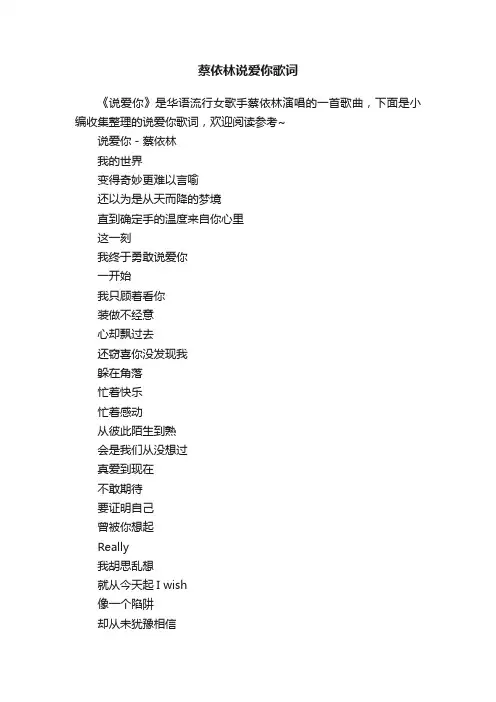 蔡依林说爱你歌词