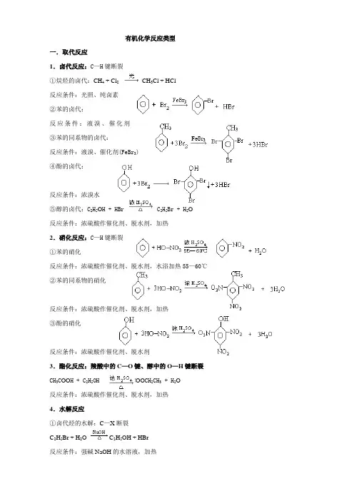 有机化学反应类型分类总结